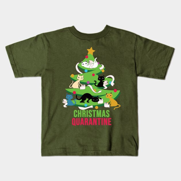 Christmas Quarantine Toilet Paper cats Kids T-Shirt by Brash Ideas